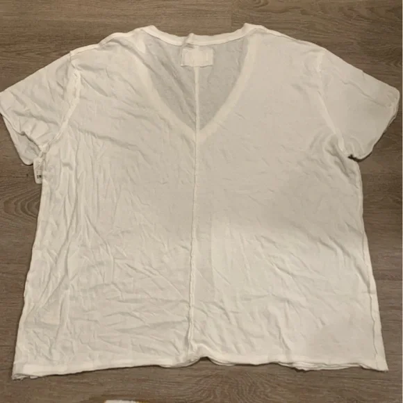 NWT We the Free Free People Nina White V-Neck Cotton T-Shirt Size L - Picture 4 of 7